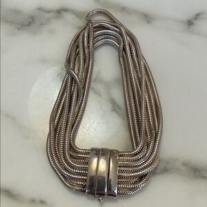 Joseph Esposito Sterling silver chain bracelet with three-band clasp